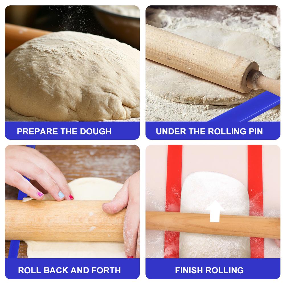 6Pcs Silicone Rolling Pin Guides Dough Leveler Sticks Multi-Function Dough Thickness Rails Dough Pastry Ruler Kitchen Supplies
