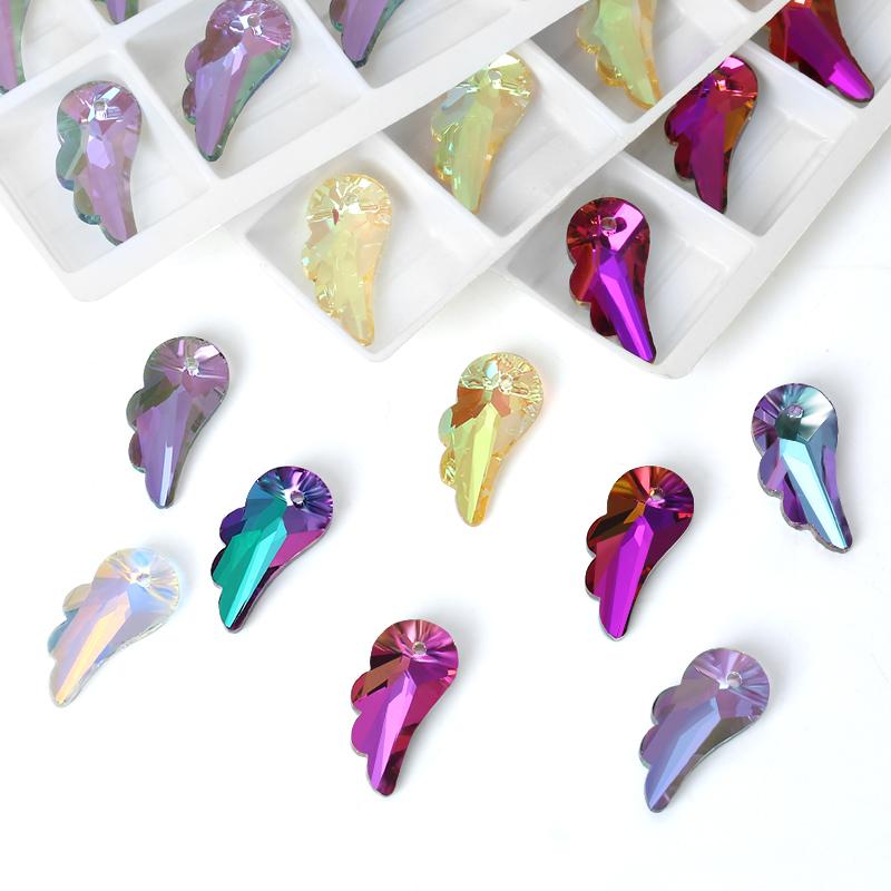 12Pcs Austria Crystal Pendant Loose Rhinestone Beads Charms Glass Jewelry Gems Stones for DIY Necklace Jewelry Making 11Styles