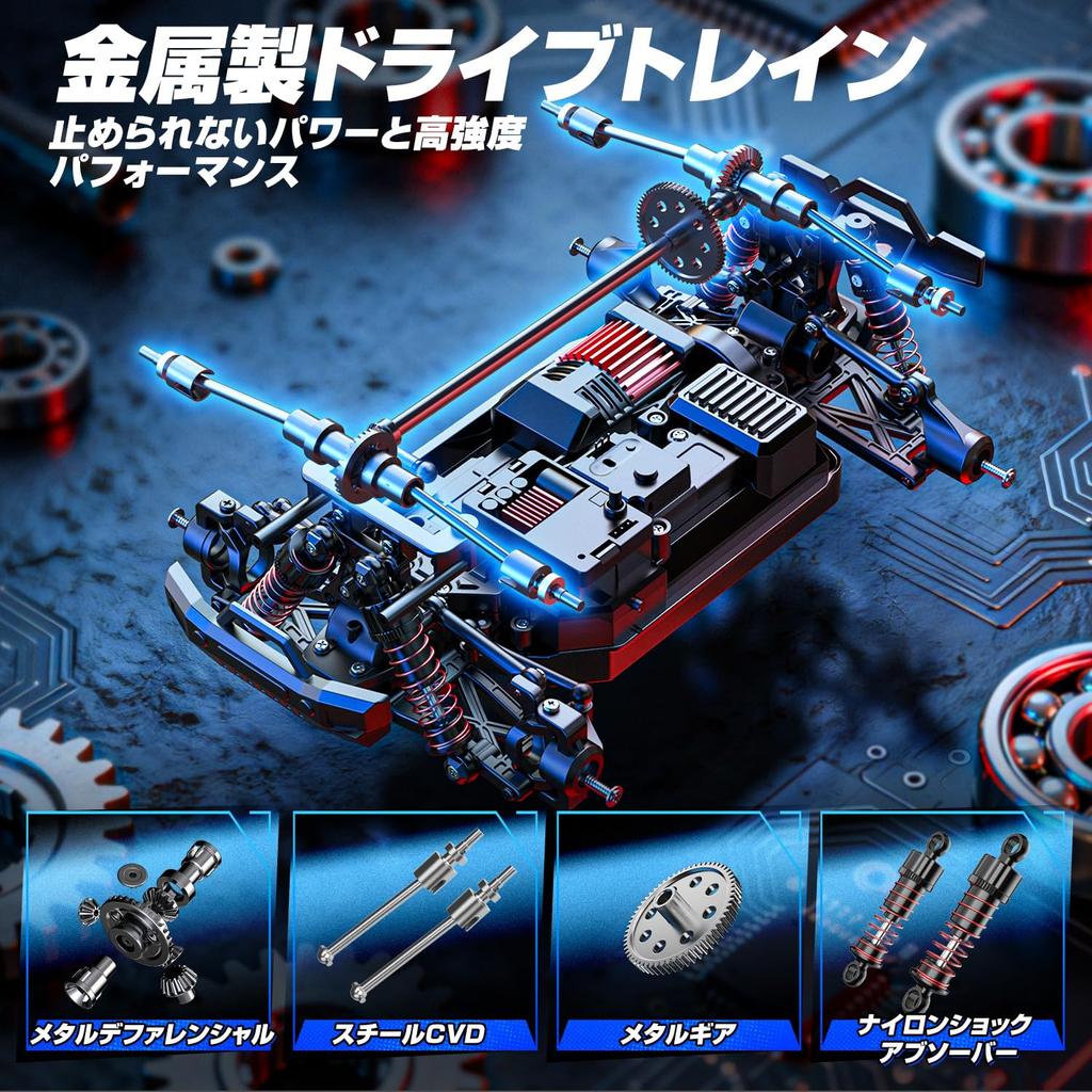 DEERC RC Car for Kids and Top Speed High Dual RC Birthday Gift for and Certified in 1815 Adults, Off-Road Drifting, 4WD, 40km/h, Speed, Tires, Car,