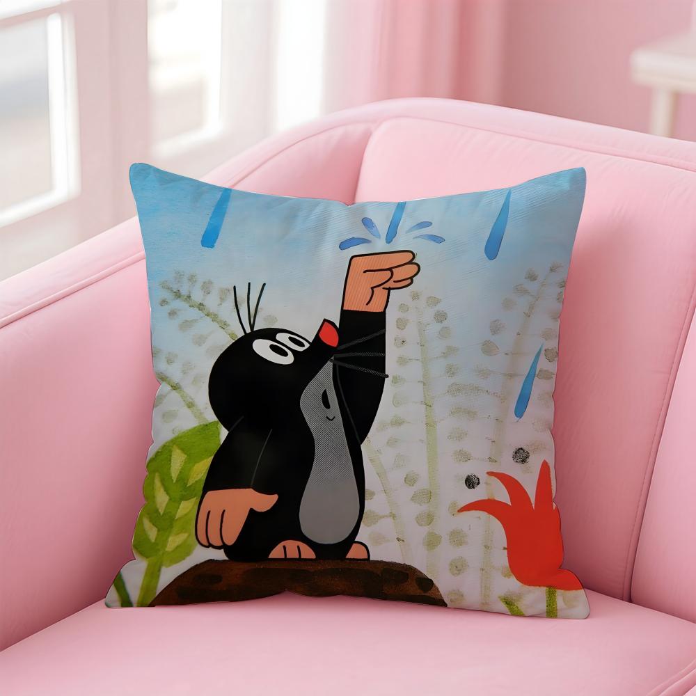 Süßer Cartoon Der kleine Maulwurf Animation Kissenbezug Kissenhülle Kurzer Plüsch Versteckter Reißverschluss Raum Sofa Kissenbezug