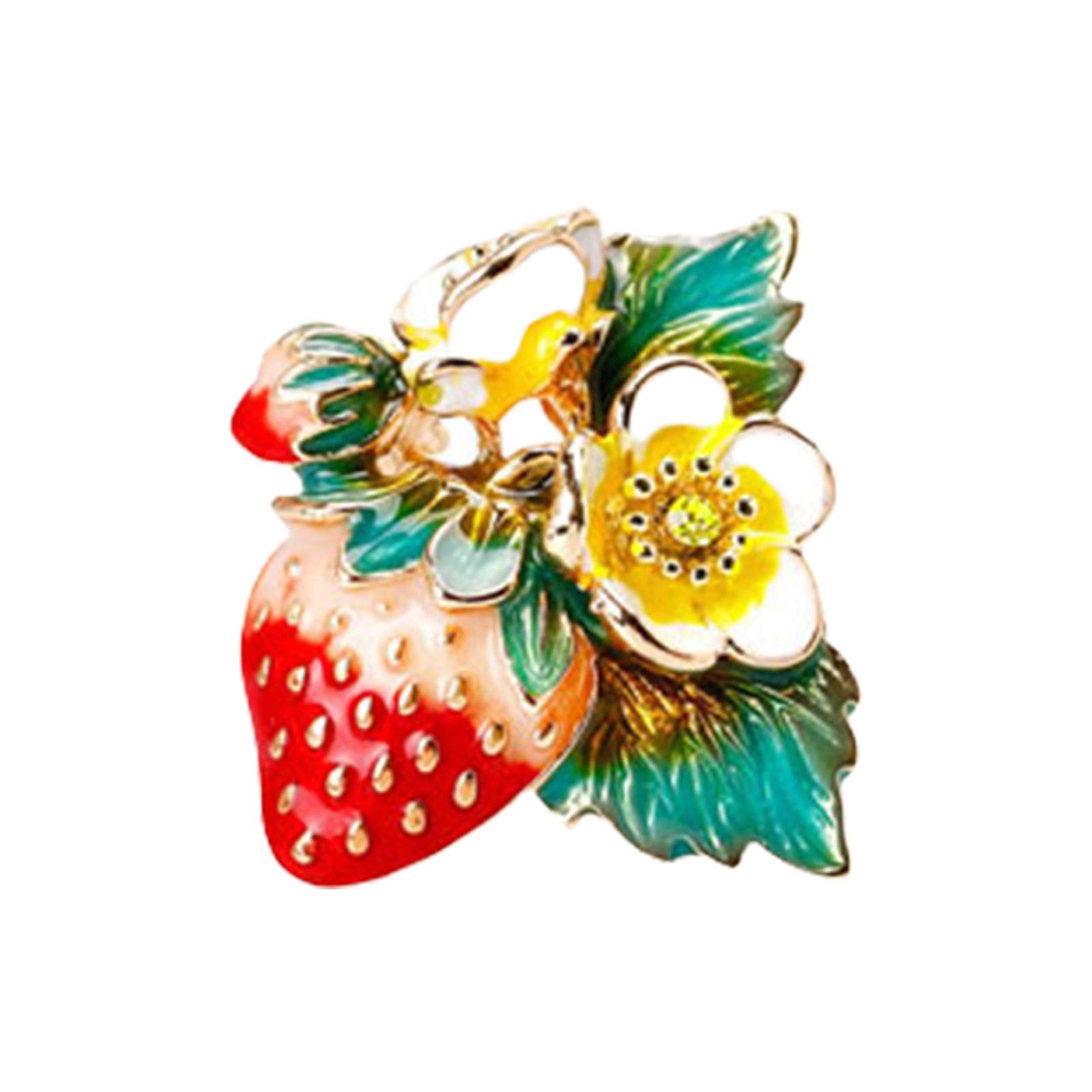 

Уникальная брошь-булавка в виде клубники со стразами, изысканный модный аксессуар, портативный для украшения одежды и сумок, для повседневной носки T3