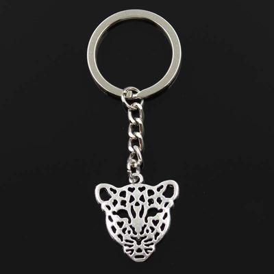 Fashion Hollow Leopard Head 28x26mm Pendant 30mm Key Ring Chain Bronze   Men Car Gift Souvenirs Keychain