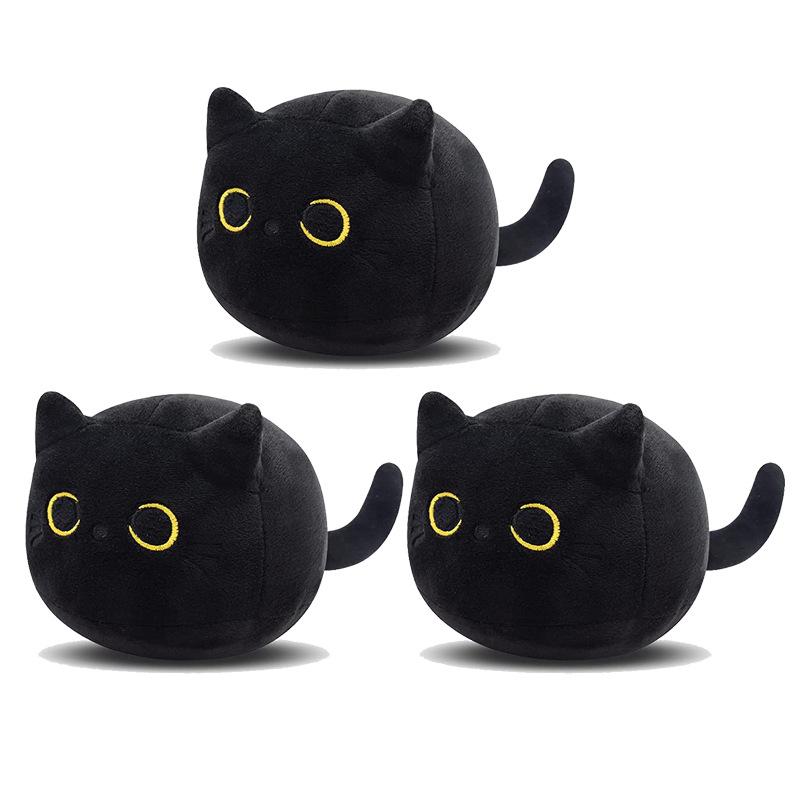 15cm/25cmFluffy Black Cat Plush Toys Stuffed Animal Cats Soft Pillow Nap Cushion Home Decoration Creative Birthday Gift for Kids