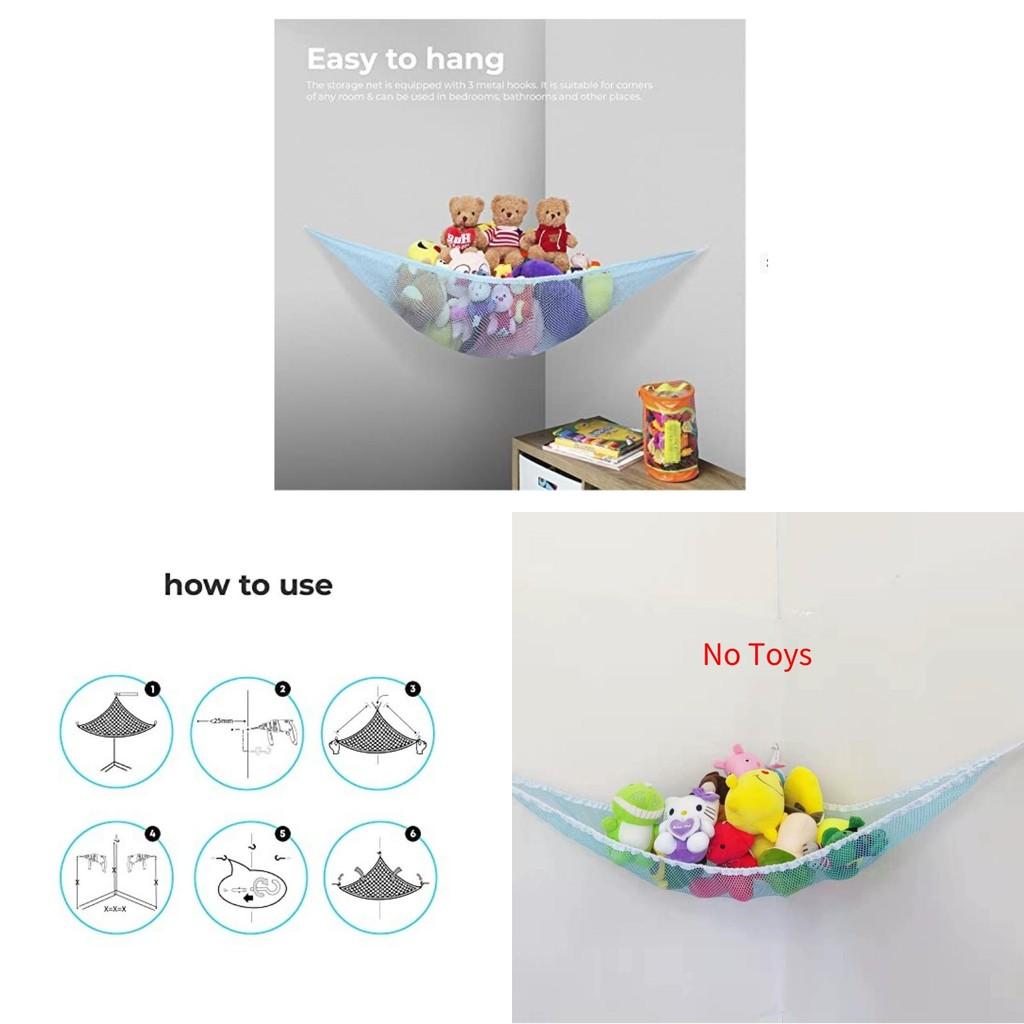 Kid Teddy Stuffed Toy Hammock Net Hooks Organize Corner Plush Doll Storage Mesh