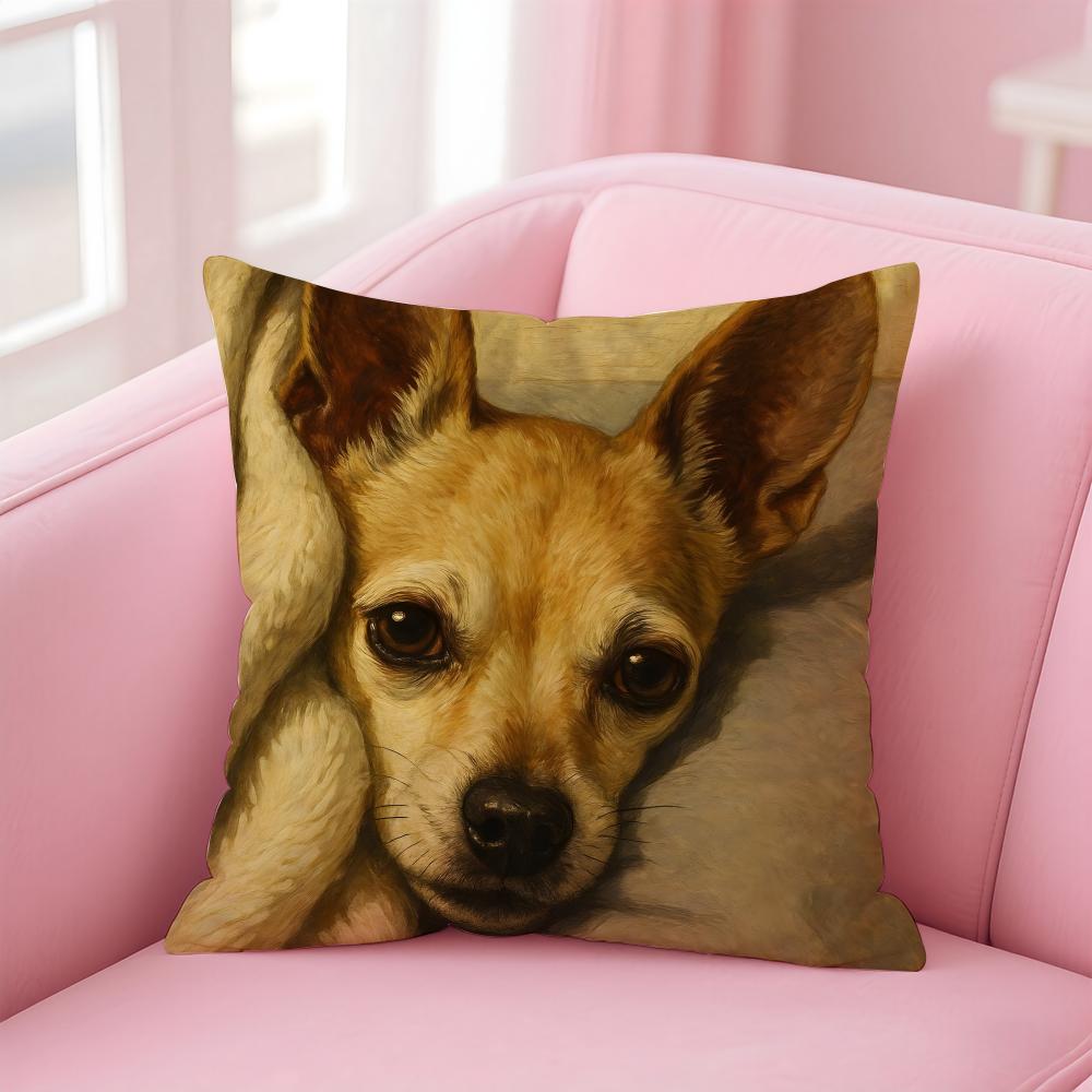 NICE CUTE Chihuahua dog Cushion Cover Pillow Case Soft Friendly Fabric  Concealed Zipper