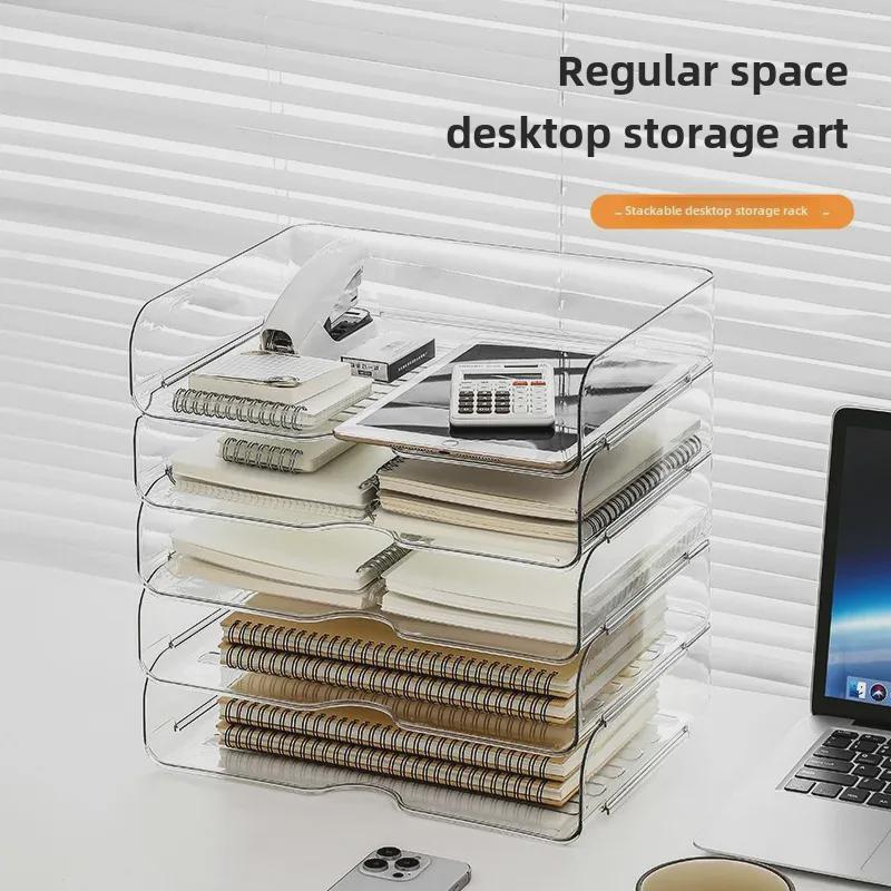 

Прозрачная акриловая настольная полка для файлов и книг Single Layer, Stackable