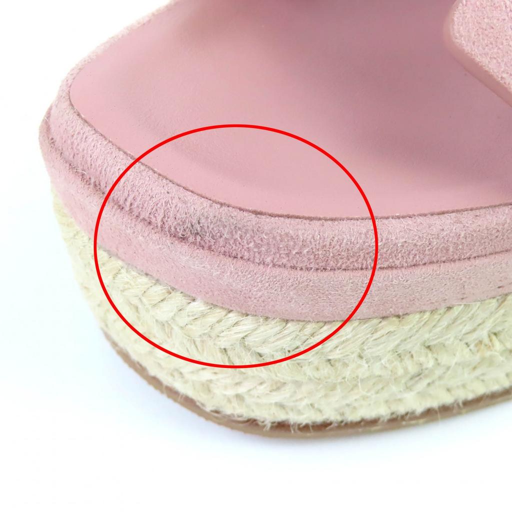 Excellent HERMES Sandals Espadrilles Elda Ankle Strap Suede Leather Pink 36 Used