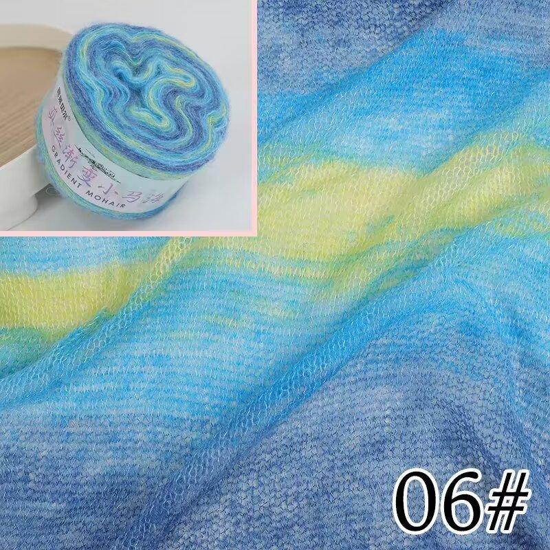 Warm Color Gradient Mohair Soft and Skin Friendly Mohair Fine Thread Hand Woven Crochet Baby Sweater Scarf Glove Material