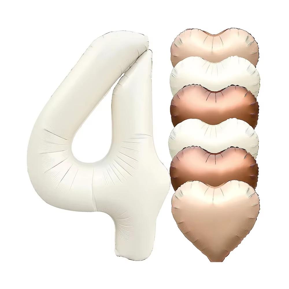 7pcs 32inch Number Balloons Set Helium Balloon with Big Heart Balloons for Girl and Boy 9th Year Old Birthday Party Decorations