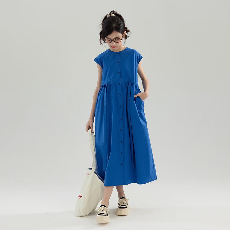 Girls' Stylish Summer Long Dress: Single-Breasted, Parent-Child Matching