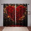 2-delt rose kjærlighet hjerte gardin valentinsdag tema rød romantisk blomster gull stjernelys stue soverom vindusdekor