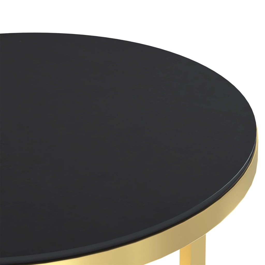 Vidaxl Side Table, Gold Frame And Black Tempered Glass, 45 Cm