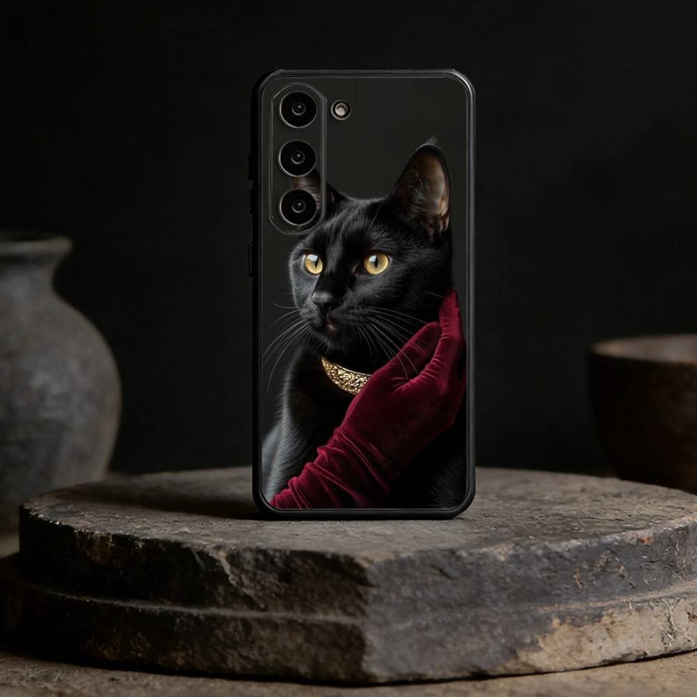 B-Black C-Cat Phone Case For Samsung Galaxy A91,80,73,72 ,71,53,52,32 ,31,22,21s,20,Soft Black Case