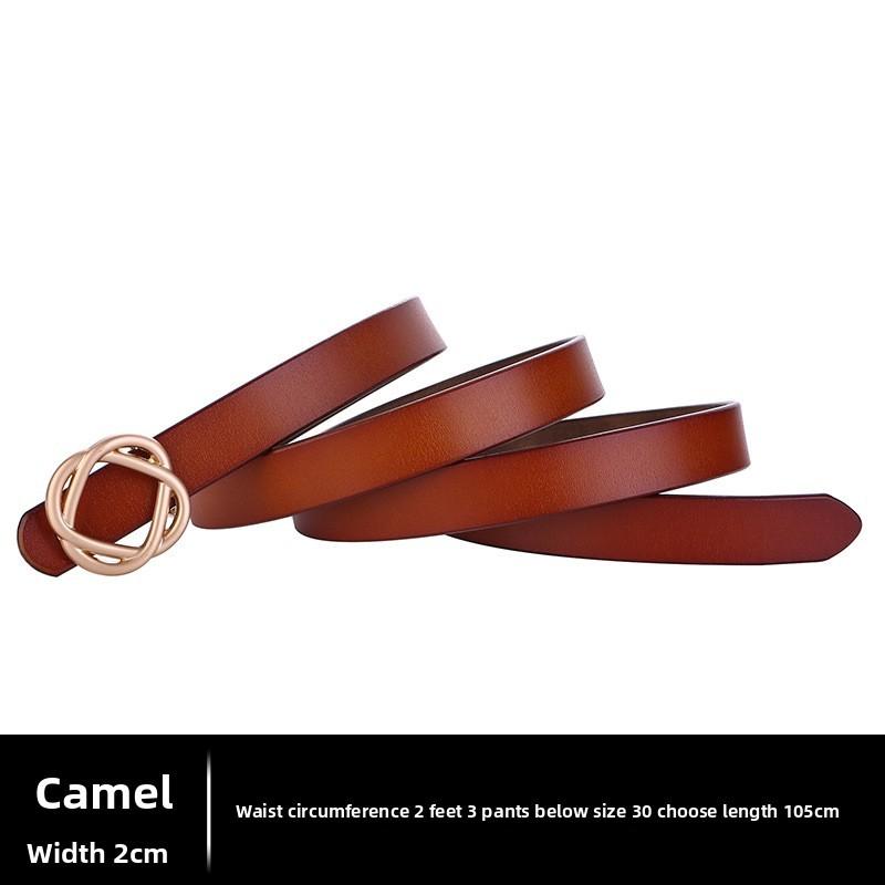 Leather Female Waist Belt With Smooth Snap Closure For Daily Outfits