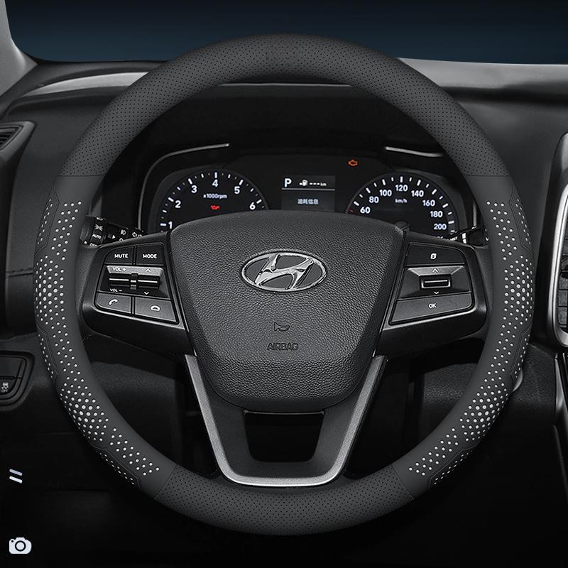 Leather Car Steering Wheel Cover for Hyundai Tucson Kona I30 Ioniq 5 6 Palisade Santafe Elantra Sonata Creta Nexo Accessories