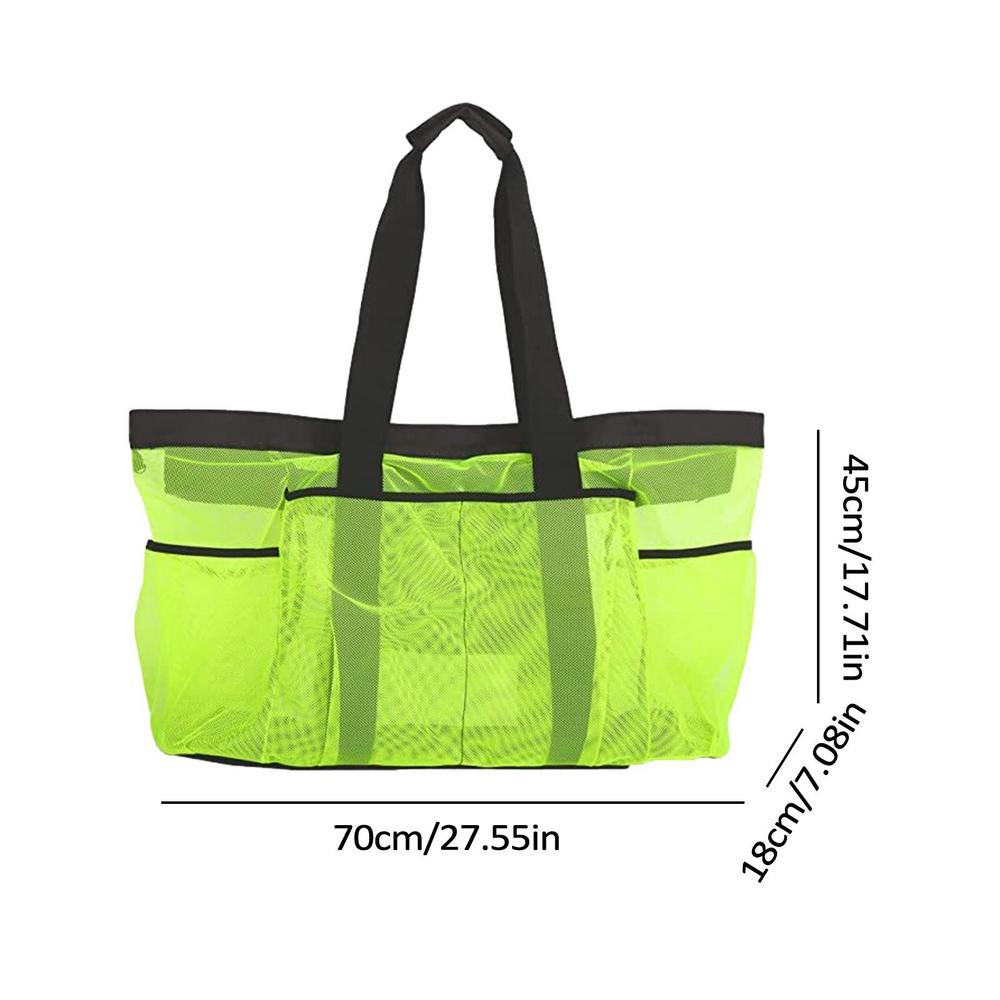 Oversized Beach Tote Tote With Pockets Mesh Large Beach Tote Bag 8 Pockets Nylon Beach Towel Bag External Zipper Beach Tote