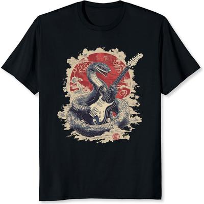 Cobra Playing with Guitar Band Shirt for Men Classic Metal Band Graphic Tee Vintage Rock Band T-Shirt Gift for Music Lovers
