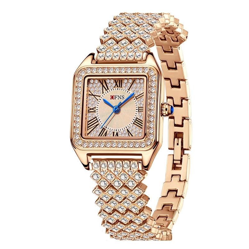 SANDA Fashion Lightweight Women's Quartz Watch Diamond Square Elegant Roman Waterproof Women's Quartz Watch