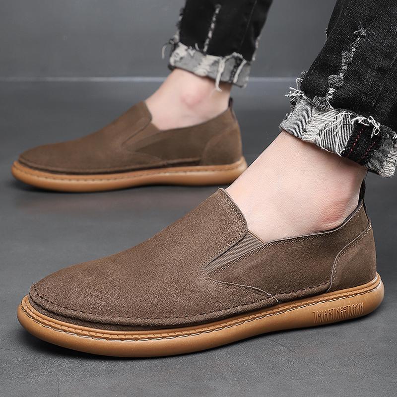 Fashion Men Casual Leather Shoes Man Ankle Genuine Leather Handmade Shoes Luxury Brand Mens Loafers Male Comfy Lace-Up Driving Soft Shoe