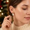 Lightweight Festive Earring Set 1 Pair Christmas Stud Earrings, Sparkling Faux Crystal Elk Antlers Holiday Party Accessories And Snowflake Colorful