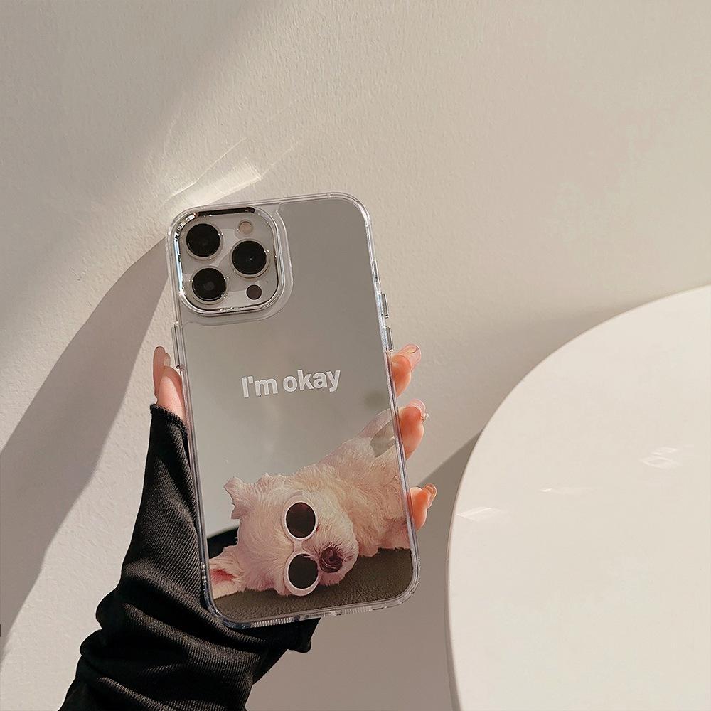 The Funny Dog Iphone16 Is Compatible with The 14promax IPhone Case 15 Electroplated Mirror and 11 Makeup Mirror
