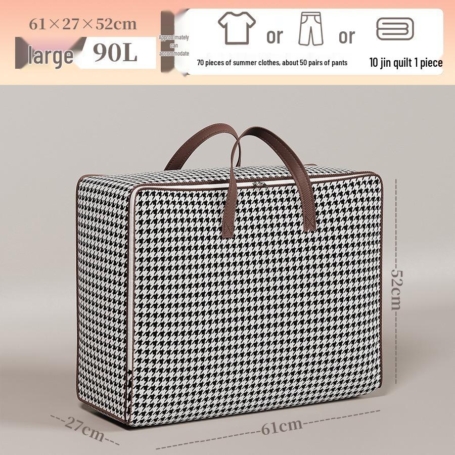 Houndstooth Clothes Storage & Organization Bag: Foldable, Moisture-Proof Quilt Bag for Bedroom