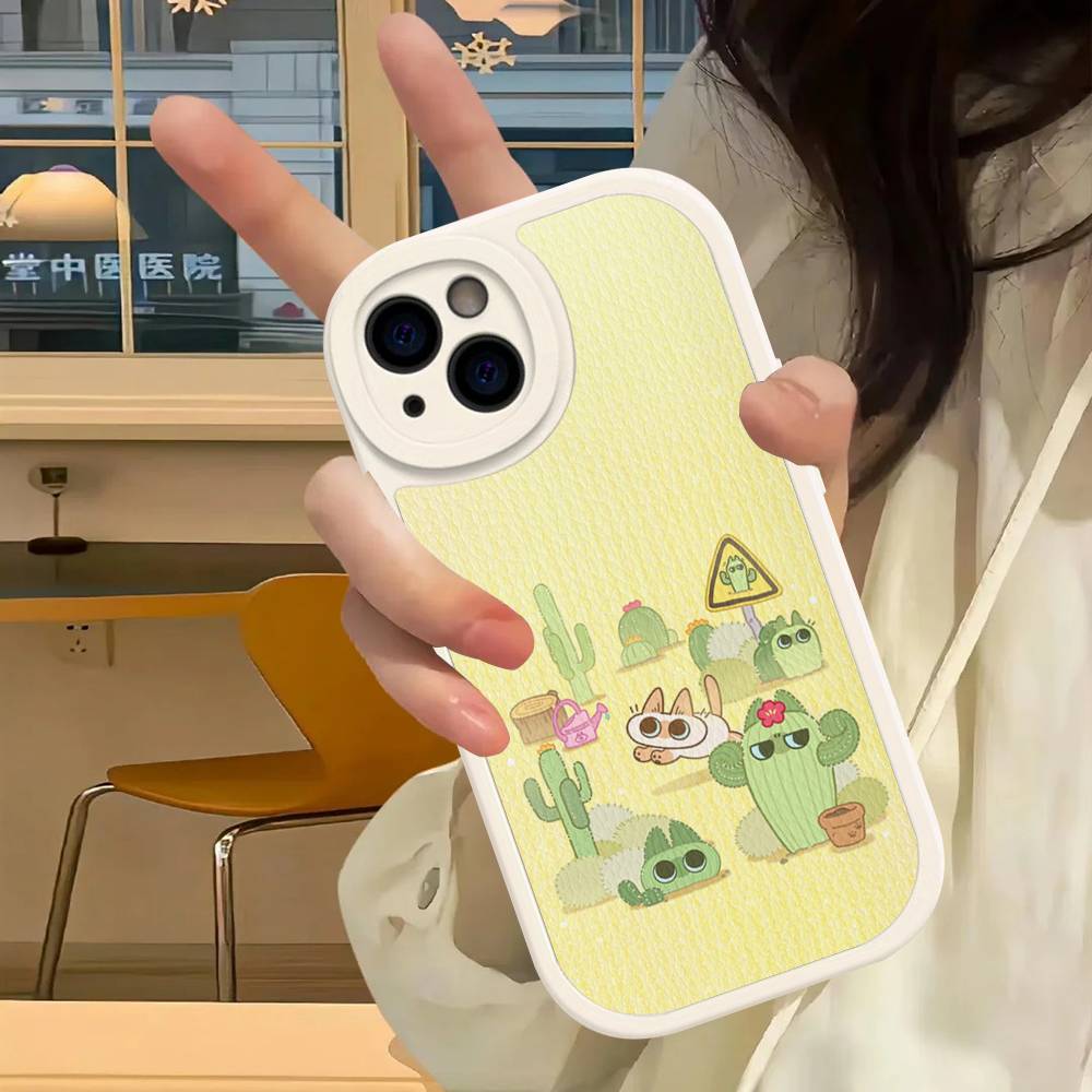 Cartoon Siamesische Katze Paar Handyhülle für iPhone 16 15 14 11 12 13 Pro Max Plus Rückseite Lederhülle