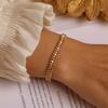 Vnox Full Bling CZ Stones Bracelets for Women,Gold Plated Stainless Steel Ball Beads Cuban Chain Bracelet,Dainty Holiday Jewelry