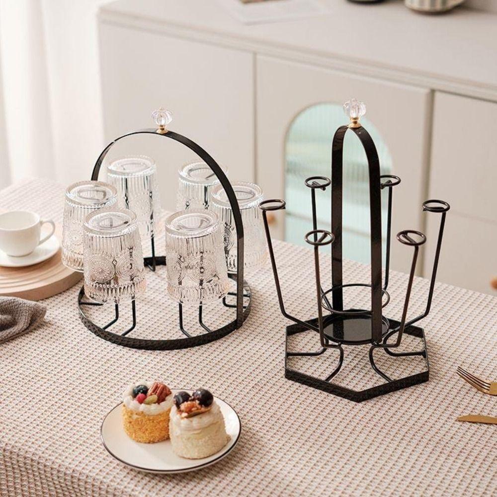 Iron Water Cup Drying Rack Gold/Black Glass Cup Drain Holder Durable Tea Cup Holder for Home