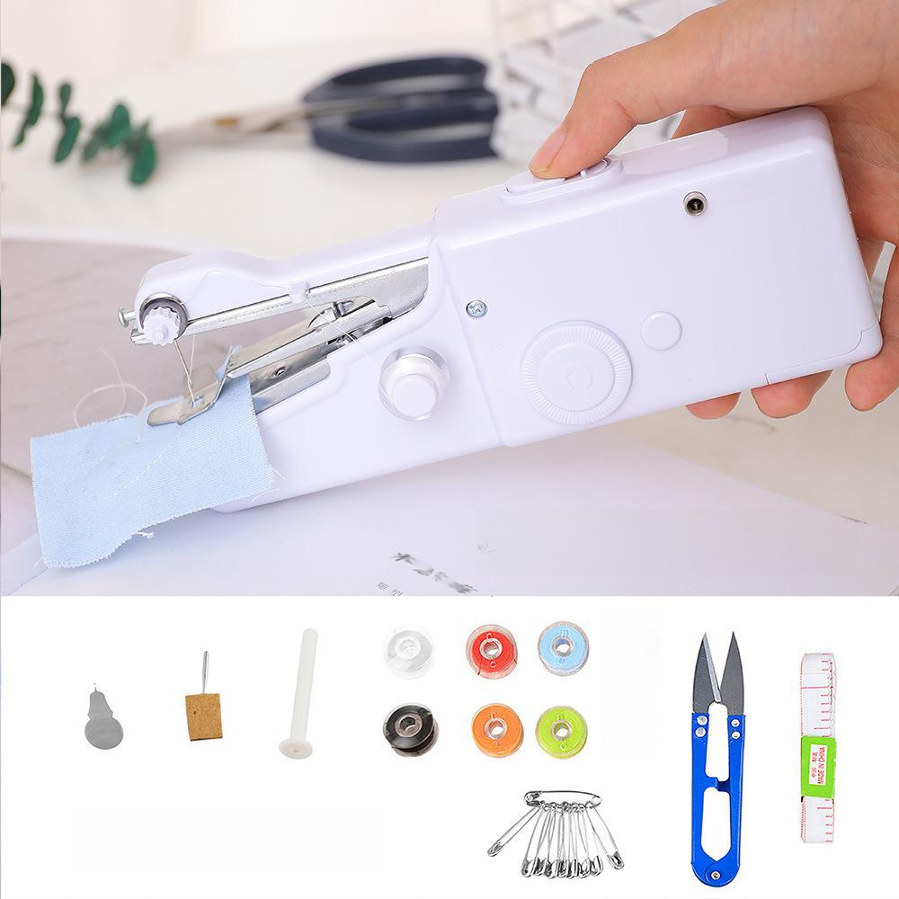 Portable Mini Handheld Sewing Machine 101 with Colored Thread & Bobbin Accessories