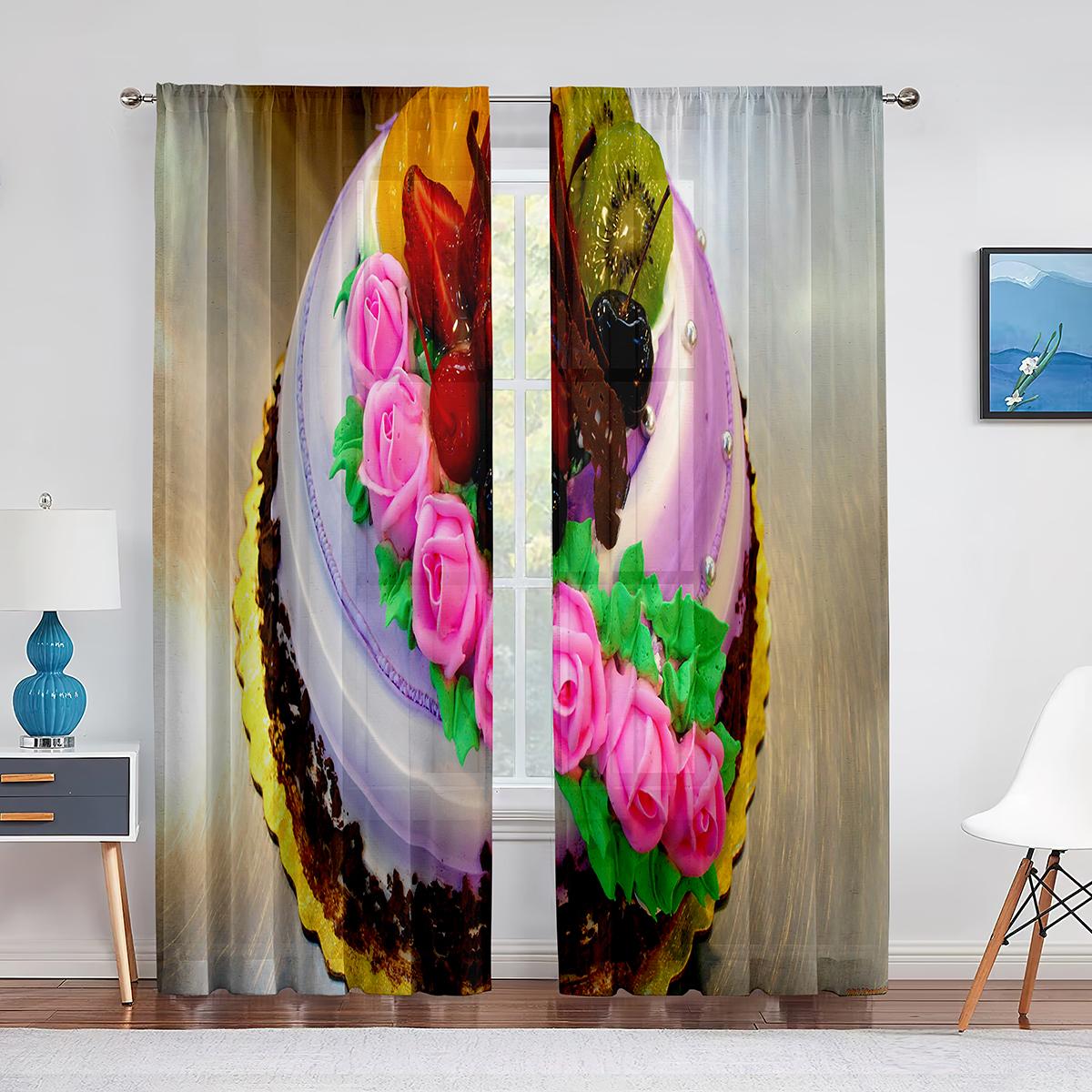 Джем Торт Десерт Малиновый Прозрачные Шторы для Гостиной Шифоновая Вуаль Шторы Спальня — фото 8