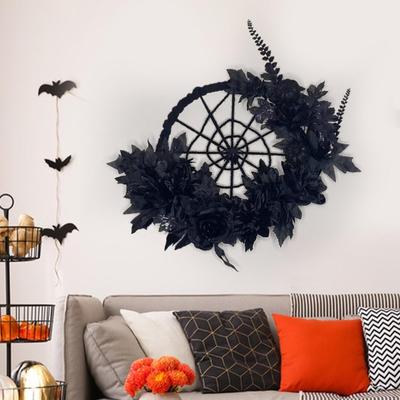 Wieniec Halloweenowy Dekoracyjna Girlanda na Drzwi Wejściowe, Dekoracje Wiosenne Impreza Okrągła, Wisząca na Ścianę