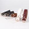 Womens PU Leather Belt With Round Alloy Buckle Minimalist Fashion Waistband Jeans Casual Office Student Use