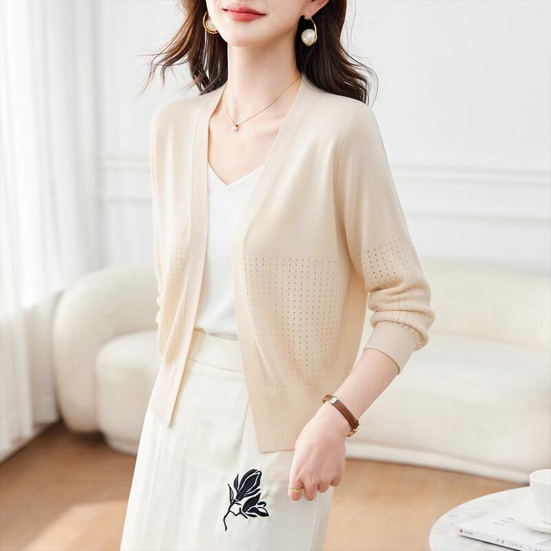 Srcr Women s Silk Blend Short Open-Knit Cardigan XL