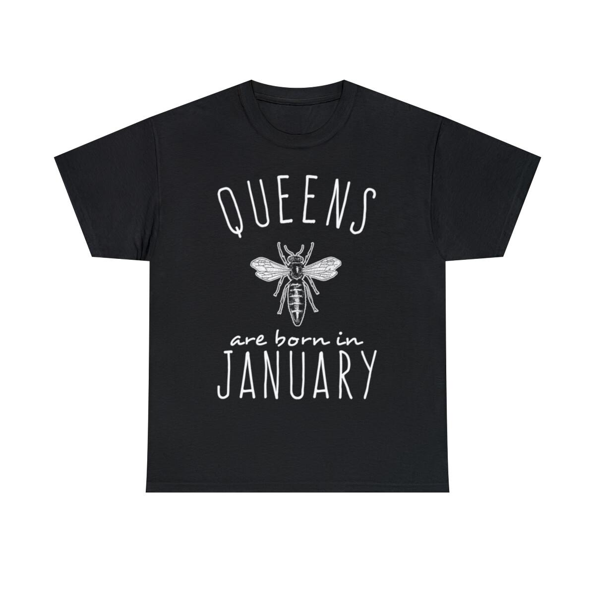 Queens Are Born In January Bee Graphic Tee Shirt, S-5XL XL