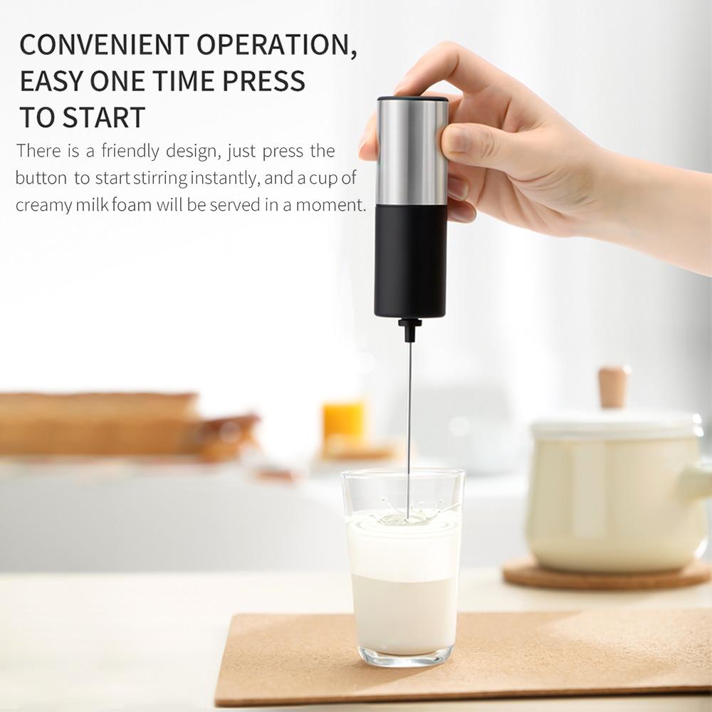 Battery Operated Electric Milk Frother Stainless Steel Whisk Mini Drink Mixer  Matcha Hot Chocolate