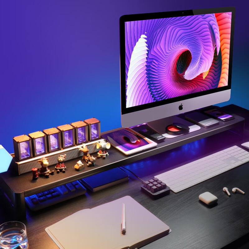 RGB Monitor Riser with Dual Screen Support and USB Hub