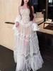 LIN BOUTIQUE Water Glow Lace Patchwork Halter Dress