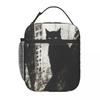 Vintage Black Cat And European Street Scene Insulated Lunch Bag for Women Kids Leakproof Food Boxes Thermal Lunch Box Tote