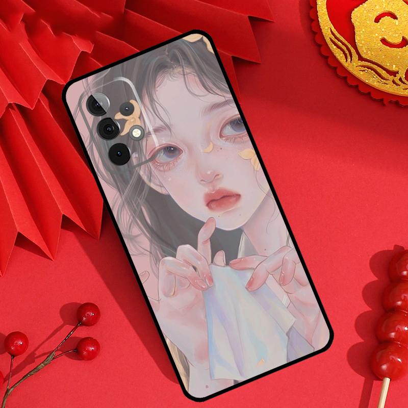 Cute And Beauty Girl Color Painting Case For Samsung Galaxy M15 M55 M31 M13 M11 M12 M14 M06 M16 M36 M56 M53 M32 M52 M35 M34 M54