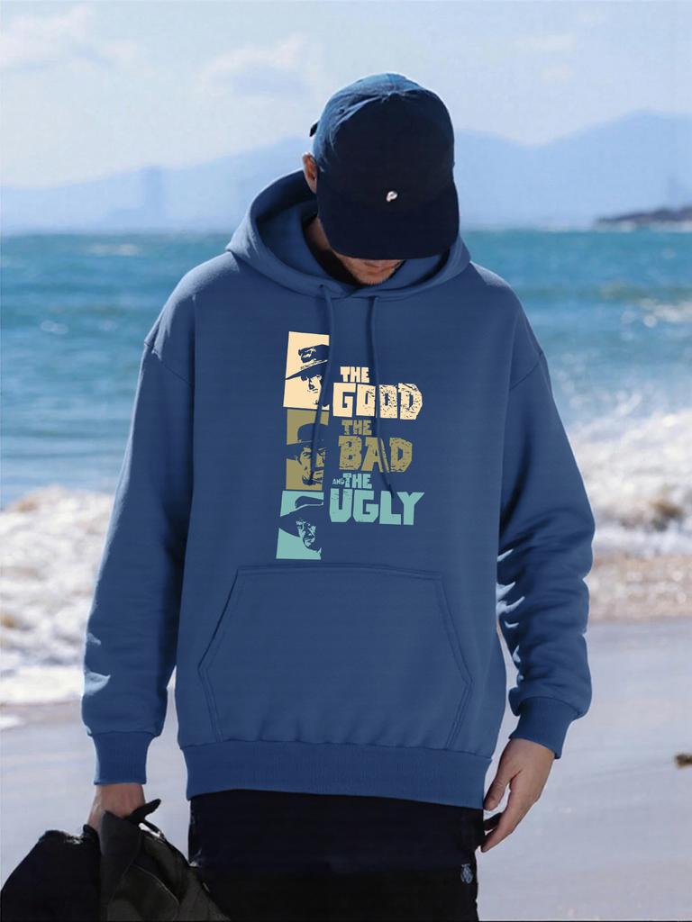 The Good Bad Ugly Printing Men Hoodie All-Match Autumn Streetwear Comfortable Oversized Hoody Fleece Pocket Unisex Pullover