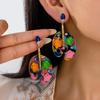 Color Inlaid Petal Shape Stud Earrings, Light Luxury Trend Earrings