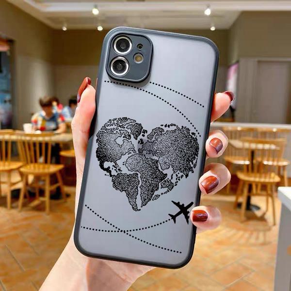 World Map Travel Camera Protection Phone Case For iPhone 11 13 12 14 15 16 Pro Max Mini 7 8 Plus XS XR SE20 Plane Hard PC Cover
