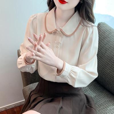 Doll Collar Long Sleeved Shirt for Women's Autumn Collection with a Niche Design and a Unique Women's Shirt