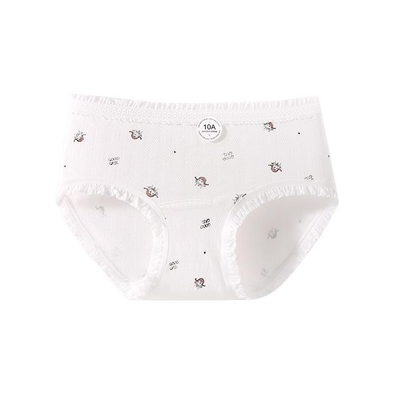 Ladies Spring and Autumn Cartoon Print 10A Antibacterial Extended Crotch Breathable Naked Comfortable Briefs