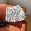 Polka Dot Mini Skirt Women Slim Fit Elastic Waist Pleated With Lining Versatile Daily Wear
