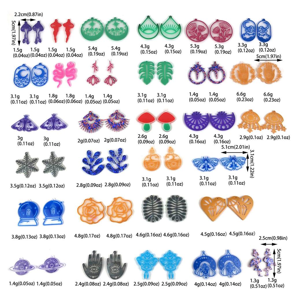 30 Styles Combined Earring Combination Ornament Molds Epoxy Jewelry Mold Resin Casting Pendant Mold Suitable for Diy