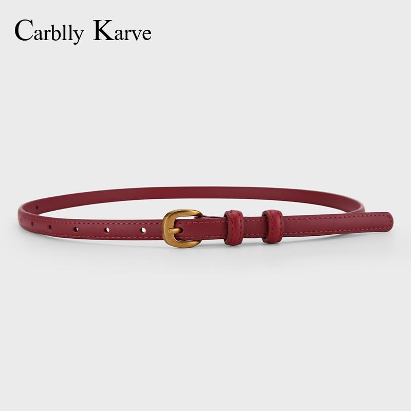 Womens Genuine Leather Thin Belt 1.5cm Wide Versatile Fashion Dress Waistband