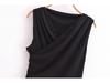 2024 Winter Women's European & American Style Off-the-Shoulder Ruched Sleeveless Dress