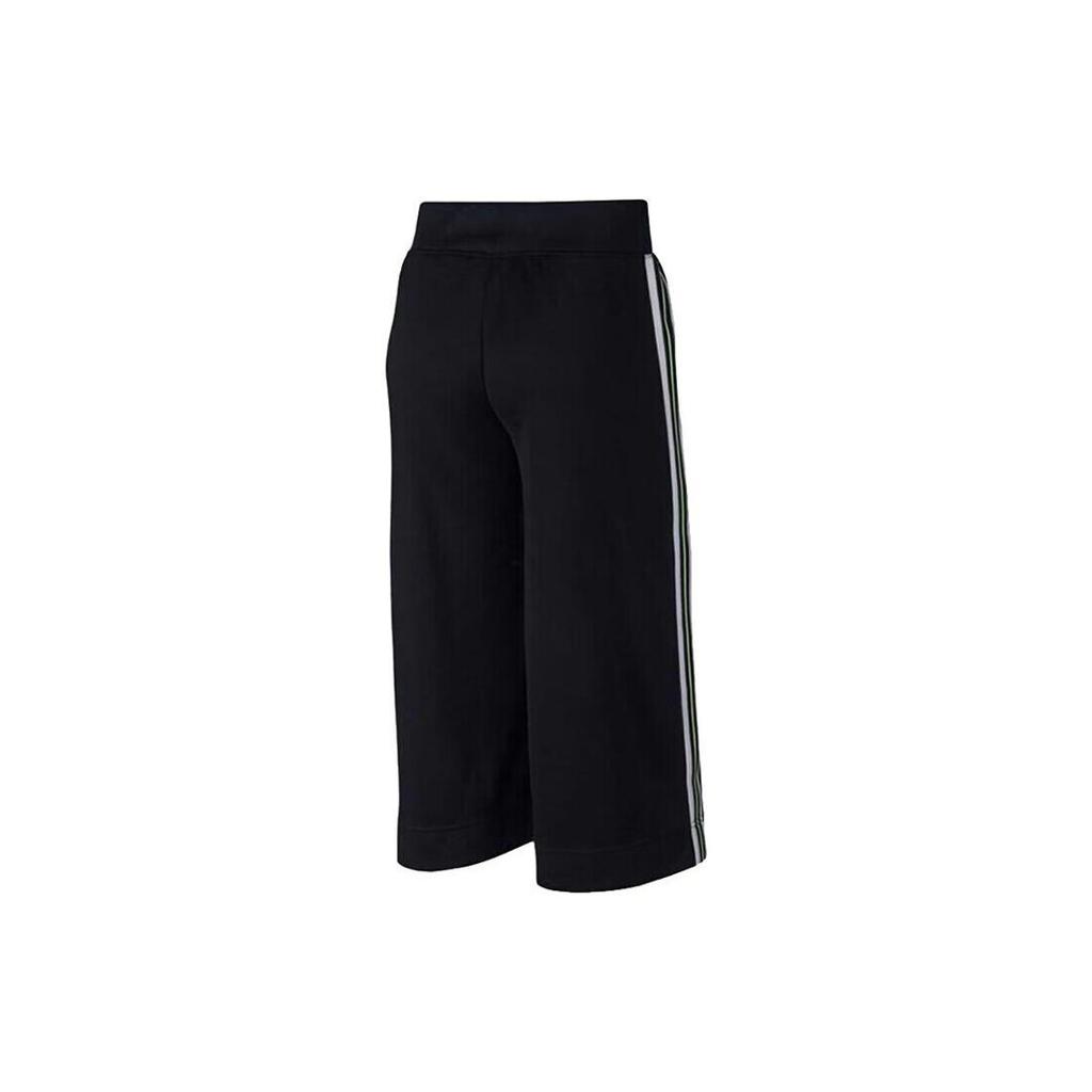 Nike Logo Stripe Print Loose Fit Drawstring Cropped Casual Pants Women bottoms Black 932104-010